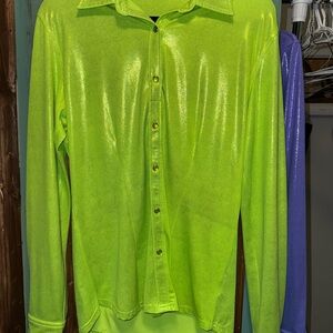 Vibrant Green Button Down Shirt with Lustrous Finish